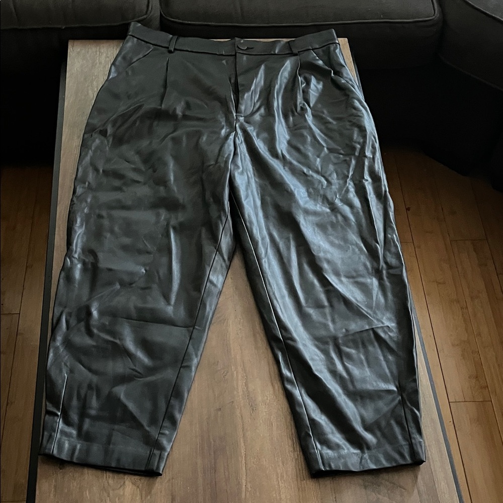 Zara Black Faux Leather Women's Dress Pants